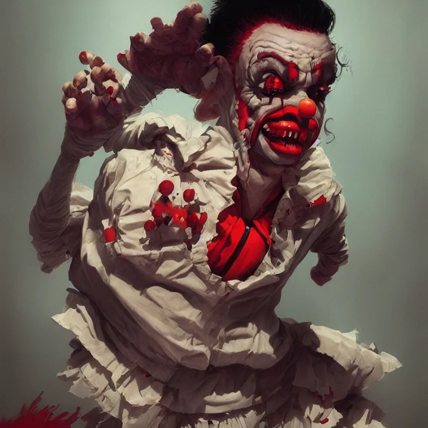 Image similar to hyperrealistic Gerald Gallego as a killer clown from outer space, trending on artstation, portrait, sharp focus, illustration, art by artgerm and greg rutkowski and magali villeneuve