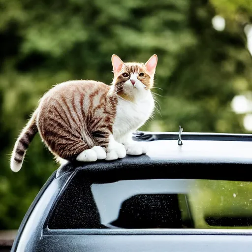 Prompt: cat on a car