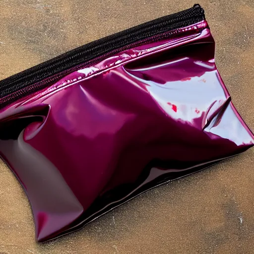 Prompt: photo of a pouch with glossy rupees spilling out