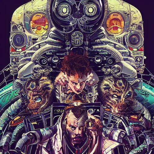 Prompt: portrait of crazy post malone sci - fi, symmetrical, glamour, by yoichi hatakenaka, masamune shirow, josan gonzales and dan mumford, ayami kojima, takato yamamoto, barclay shaw, karol bak, yukito kishiro