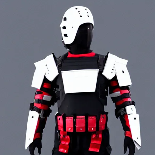 Image similar to futuristic red and white swat armor