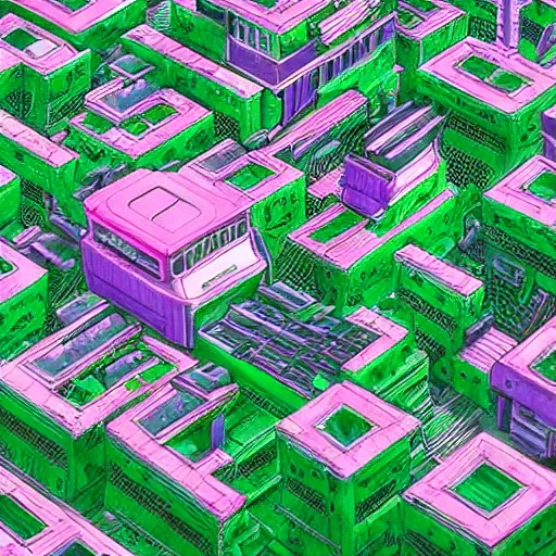 Image similar to pink and green alien city, photorealistic beautiful in the style of studio ghibli. hyperdetailed photorealism, 1 0 8 megapixels, amazing depth, glowing rich colors, powerful imagery, psychedelic overtones, 3 d finalrender, 3 d shading, cinematic lighting, artstation concept art