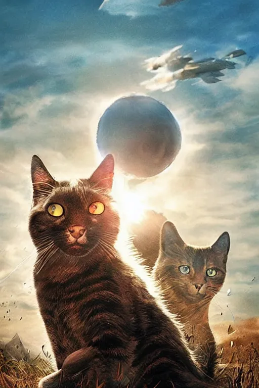 Image similar to a movie poster for warrior cats by wayne mclouglin, depth of field, sun flare, hyper realistic, very detailed, backlighting, cgi