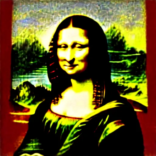 Prompt: the mona lisa screaming