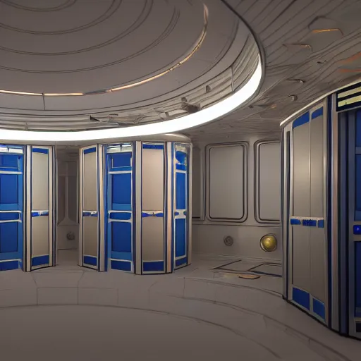 Image similar to Tardis console room, Art Deco style, by Moebius and Beeple. Very highly detailed 8K, Octane render