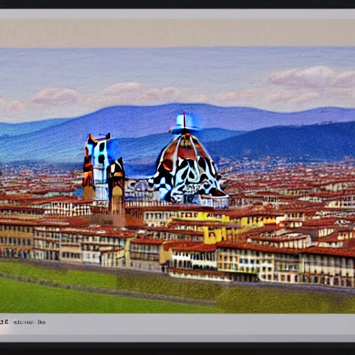 Prompt: Colored Pencil drawing, Florence skyline, octane render, highly detailed