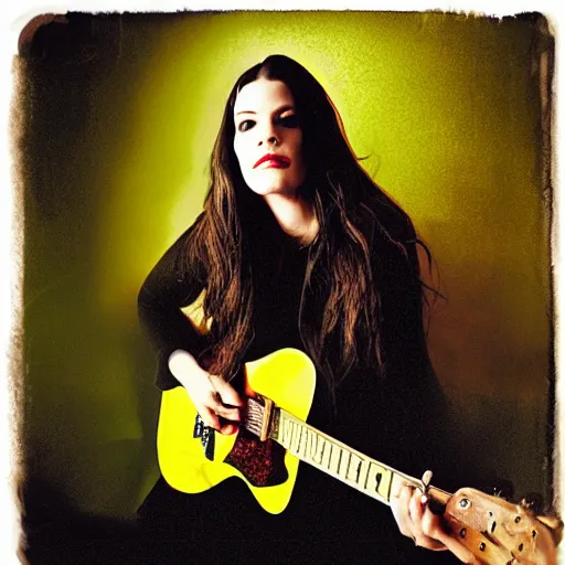 Image similar to a portrait of liv tyler playing guitar by steven taylor