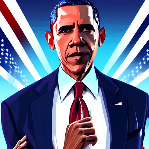 Prompt: obama in gta 5, hd digital art, trending on artstation