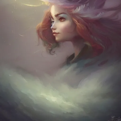 Image similar to beautiful grumpy girl, portrait, ice magic, whimsical, dark hair and makeup, cute, sharp focus, digital painting, matte fantasy painting, deviantart artstation, by jason felix, ivan aivazovsky, steve argyle, tyler jacobson, peter mohrbacher, cinema, masterpiece