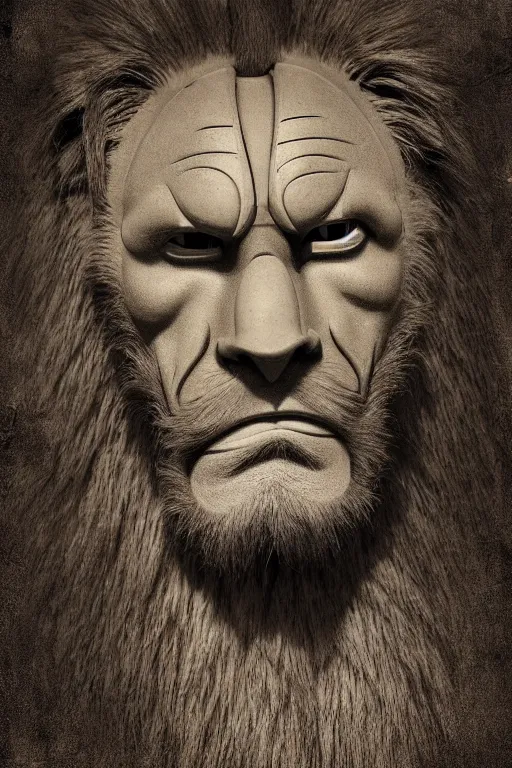 Prompt: lion - o from thundercats, portrait, full body, symmetrical features, silver iodide, 1 8 8 0 photograph, sepia tone, aged paper, sergio leone, master prime lenses, cinematic