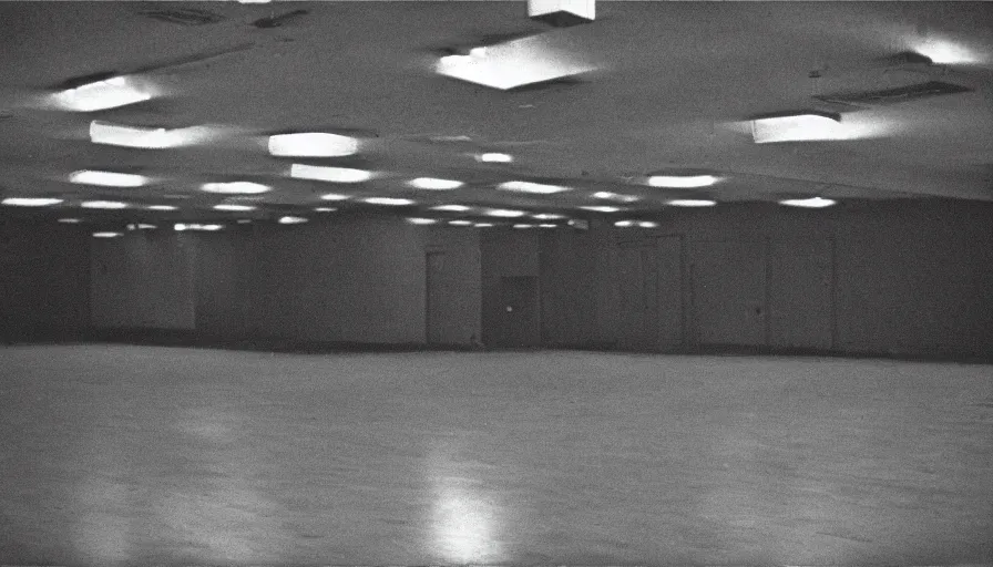 Image similar to 60s movie still of a sovietic stalinist style empty ballroom at night, cinestill 800t 50mm eastmancolor, liminal Space style, heavy grain-s 150