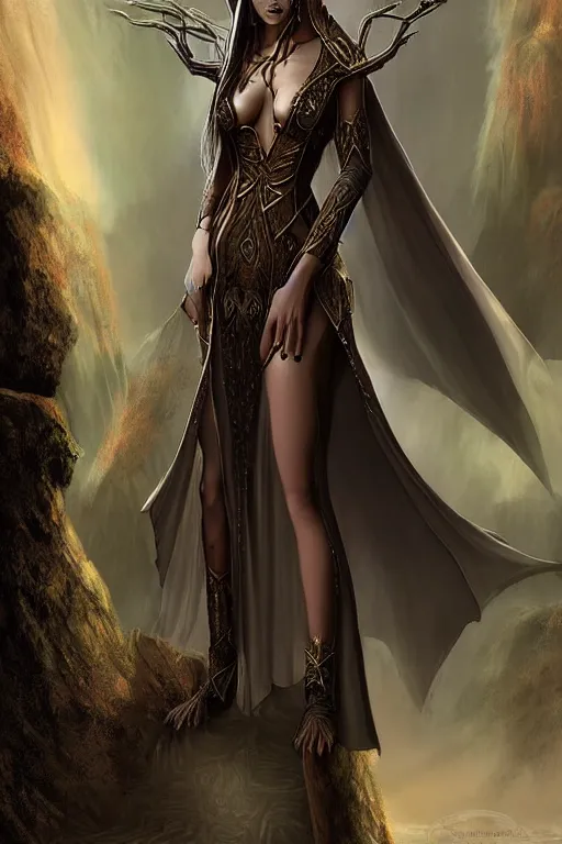 Prompt: a gorgeous female elven priest in a revealing dress, grimdark fantasy, extremely detailed digital matte painting