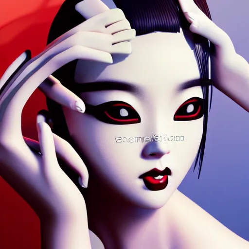 Prompt: japanese inspired avant-garde art, deco fashion, highly detailed, photorealistic portrait, bright studio setting, studio lighting, crisp quality and light reflections, unreal engine 5 quality render