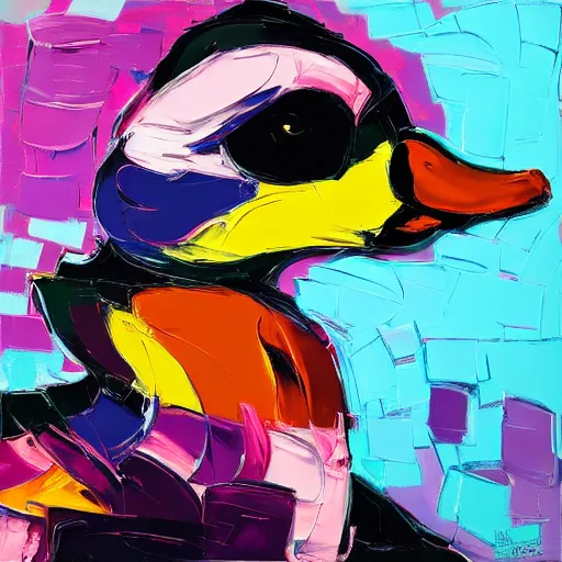 Prompt: a duck by francoise nielly - g