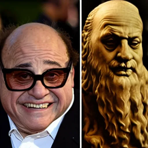 Prompt: Danny Devito is Leonardo Da Vinci\'s vesuvius man