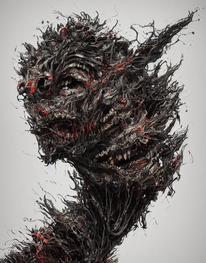 Prompt: portrait of a horrific monster. thousands of teeth. burning water distortions. intricate abstract. intricate artwork. by Tooth Wu, wlop, beeple, dan mumford. octane render, trending on artstation, greg rutkowski very coherent symmetrical artwork. cinematic, hyper realism, high detail, octane render, 8k, depth of field, bokeh. iridescent accents