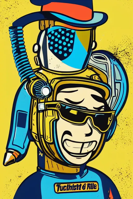 Image similar to fallout 7 6 retro futurist illustration art by butcher billy, sticker, colorful, illustration, highly detailed, simple, smooth and clean vector curves, no jagged lines, vector art, smooth andy warhol style