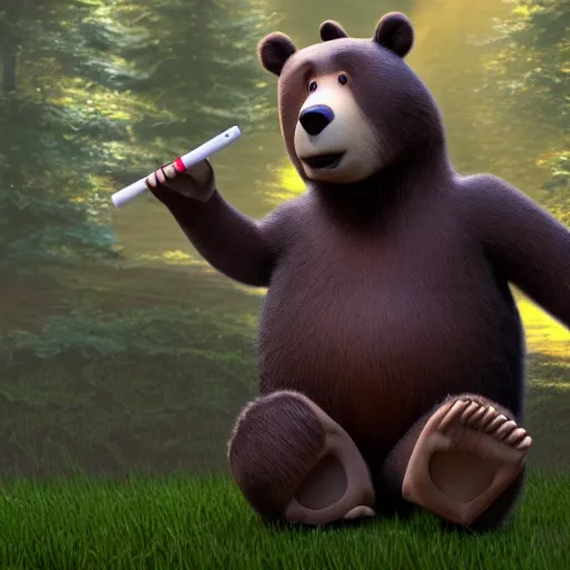 Prompt: a bear smoking a joint, pixar style, 4 k