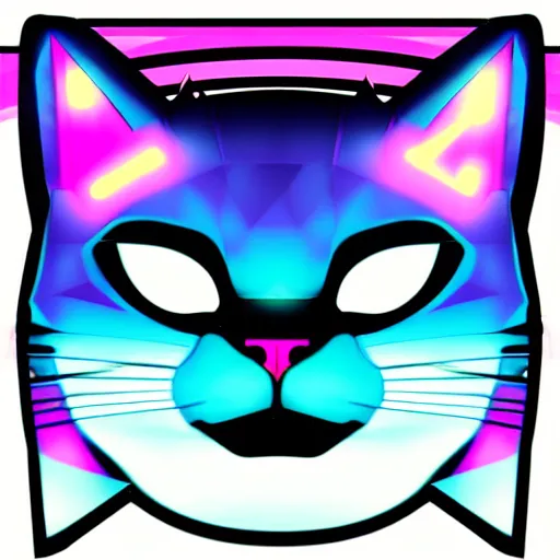 Prompt: cat head, portrait, vaporwave, synthwave, neon, vector graphics, vector art, sharp, crisp, clean, cinematic, volumetric lighting, f 8 aperture, cinematic eastman 5 3 8 4 film, lightning in background