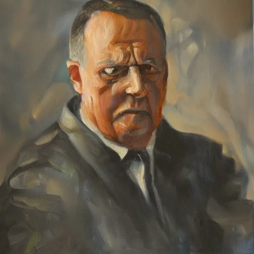 Prompt: weakest man in poland, expressive oil painting