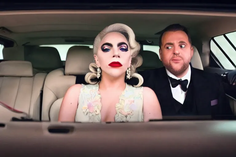 Image similar to lady gaga and judy garland in carpool karaoke, lady gaga, judy garland, red weapon 8 k s 3 5, cooke anamorphic / i lenses, highly detailed, cinematic lighting