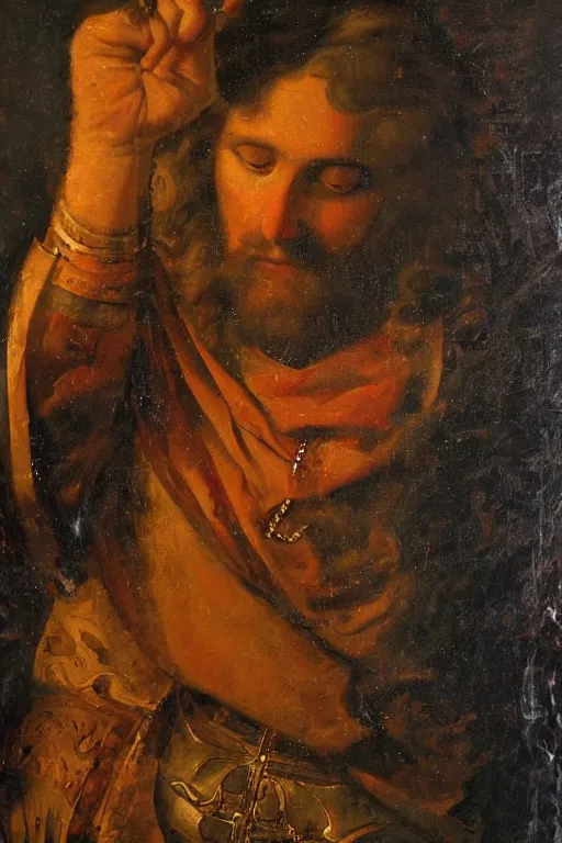 Prompt: oil portrait of james the god of romance, epic, cinematic, highly detailed