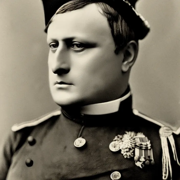 Image similar to a 1920s photograph of Napoleon Bonaparte, portrait, 8k