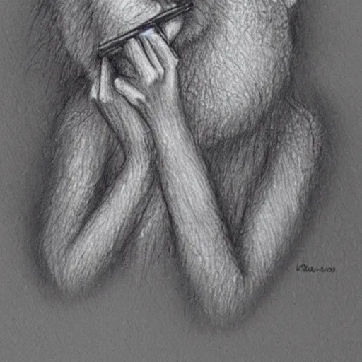 Image similar to pencil sketch of a monkey smoking a cigarette under rain