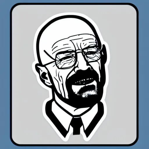 Prompt: head of Walter White laughing, Sticker illustration