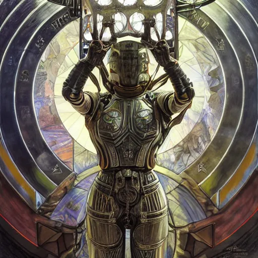 Prompt: brutal solarpunk macedonian cyber warrior portrait praying altar of sacrifice by giger vasnetsov rutkowski mucha hyperrealism very detailed masterpiece shadows symmetrical expressive eyes well proportioned balanced high resolution artgerm cinematic epic dramatic slow ivory poetic sharp focus