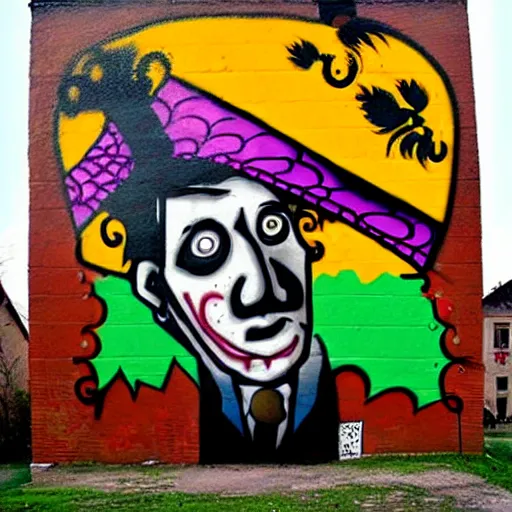 Image similar to transylvanian folk art, in the style of graffiti, made by jr