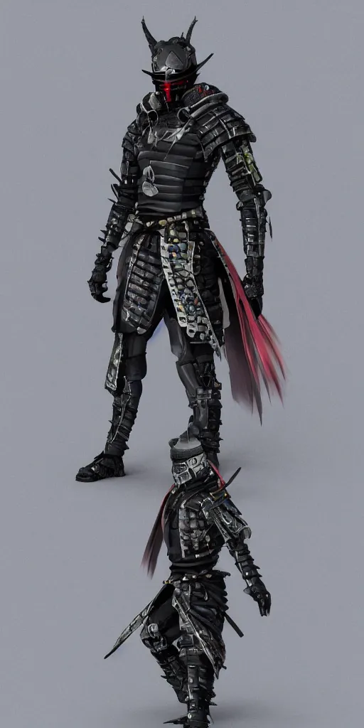 Image similar to samurai, cyber punk ninja humanoid