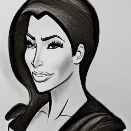 Image similar to milt kahl pencil sketch of kim kardashian