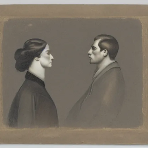 Prompt: portrait of a man in profile, woman