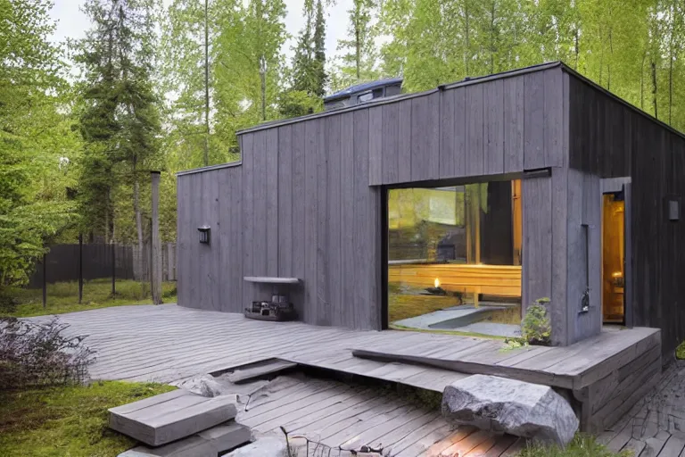 Image similar to unique modern finnish sauna in a backyard