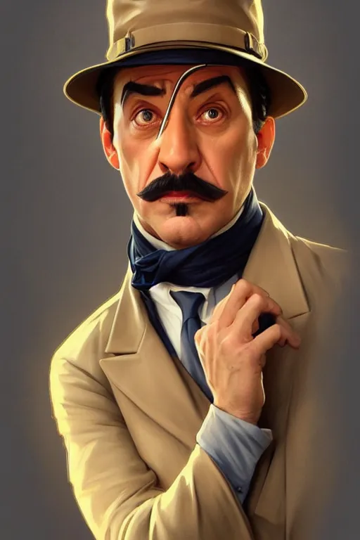 Image similar to Inspector Clouseau as a character, realistic portrait, symmetrical, highly detailed, digital painting, artstation, concept art, smooth, sharp focus, illustration, cinematic lighting, art by artgerm and greg rutkowski and alphonse mucha