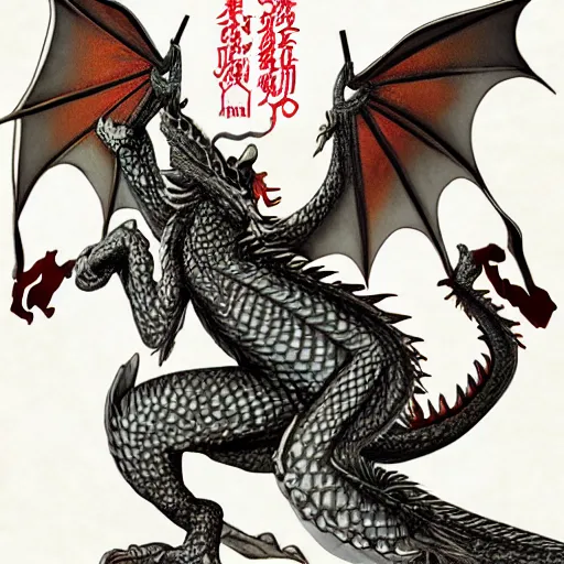 Prompt: a dragon eating a book, a cover art for a Japanese light novel. Detailed.