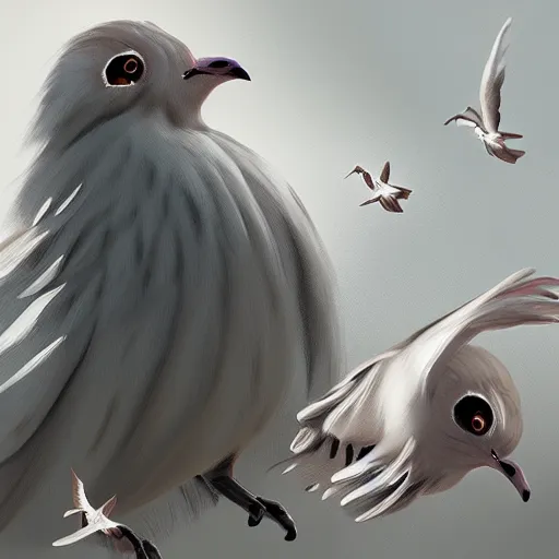 Prompt: doves flying into a human ear, digital painting, trending on artstation