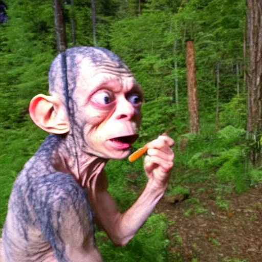 Image similar to gollum smokes cig trail cam footage