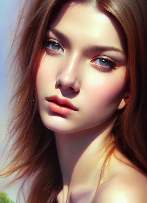 Image similar to photo of a gorgeous young woman in the style of stefan kostic, realistic, sharp focus, 8k high definition, insanely detailed, intricate, elegant, art by stanley lau and artgerm