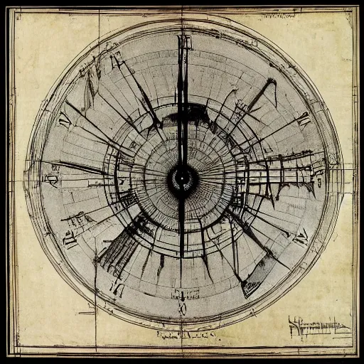 Image similar to a blueprint of time machine by da vinci