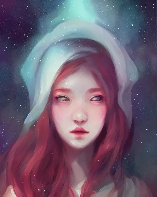 Prompt: beneath the stars, stargazer, portrait by wlop and loish, digital art