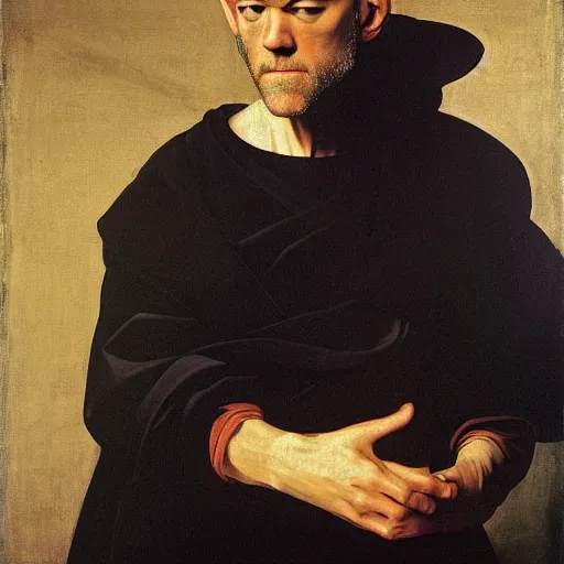 Image similar to painting of michael stipe by caravaggio