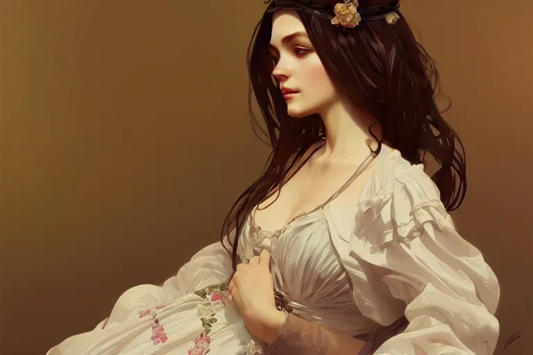 Image similar to Sensual beautiful perfect Polish woman in Polish traditional dress, portrait, elegant, intricate, digital painting, artstation, concept art, smooth, sharp focus, illustration, art by artgerm and greg rutkowski and alphonse mucha