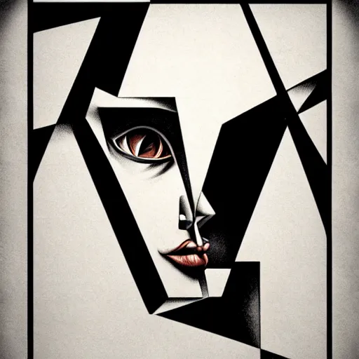 Prompt: airbrush and mono print polish poster conceptual figurative post - morden monumental portrait made by escher and giger, highly conceptual figurative art, intricate detailed illustration, illustration sharp geometrical detail, vector sharp graphic, controversial poster art, polish poster art