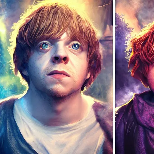 Prompt: An epic fantasy comic book style portrait painting of Rupert Grint, unreal 5, DAZ, hyperrealistic, octane render, cosplay, RPG portrait, dynamic lighting