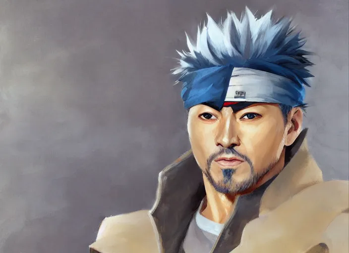 Image similar to a highly detailed beautiful portrait of kakashi hatake, by gregory manchess, james gurney, james jean