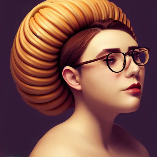 Prompt: portrait of a stocky beautiful woman with a bundt bundt pan face, serbian, glasses, wide shot, digital art, detailed , 8k, trending on artstation