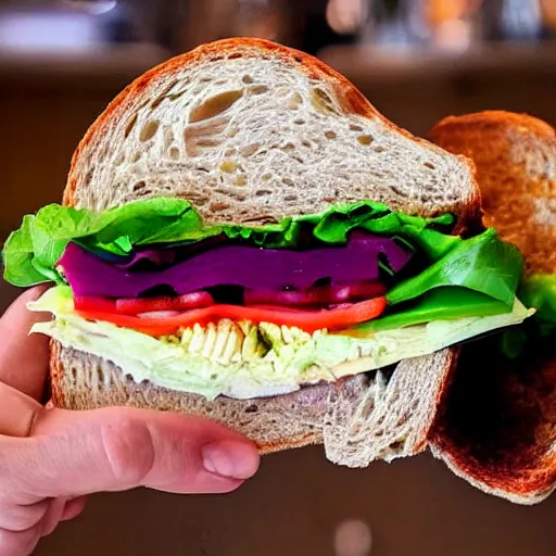 Prompt: photo of a sandwich made of elton john