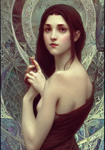 Image similar to vampires, intricate, elegant, highly detailed, digital painting, artstation, concept art, smooth, sharp focus, illustration, art by artgerm and greg rutkowski and alphonse mucha and william - adolphe bouguereau